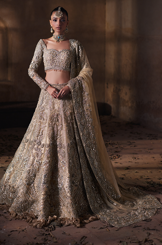 Gown style top bridal lehenga