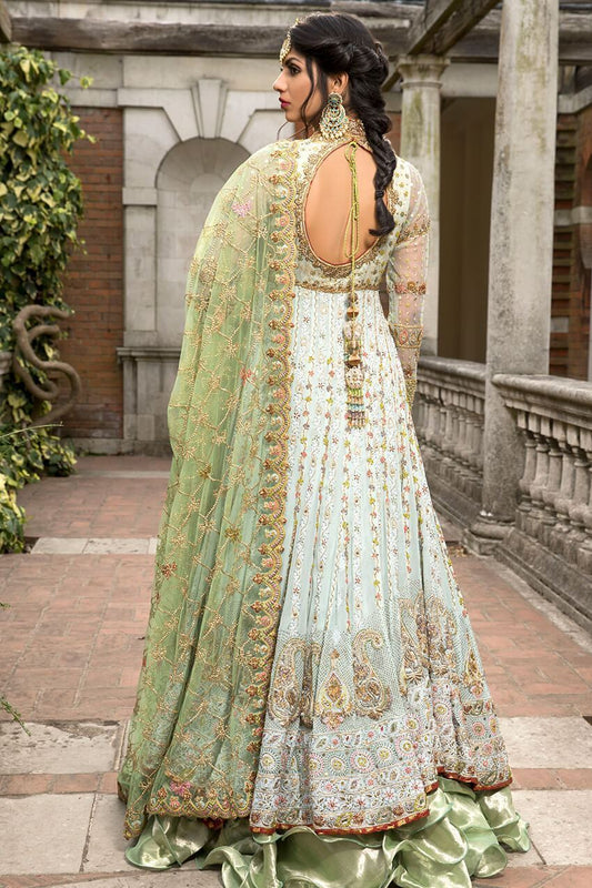 Latest embroidered bridal mehndi dress in white and copper color # B6123