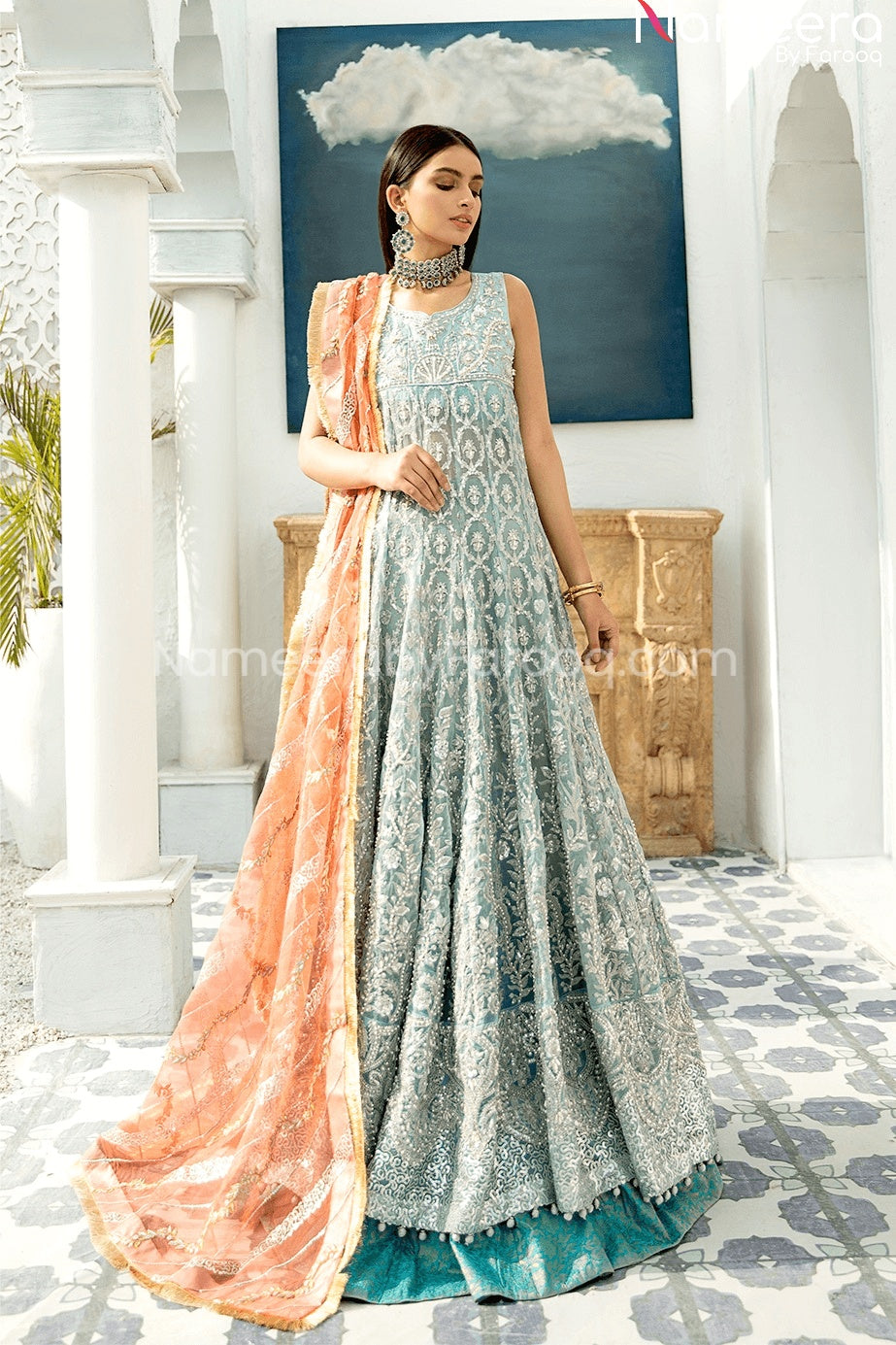 Handmade Sea Green Bridal Lehenga Dress Online for Bride BridalLehenga Handmade Sea Green Bridal Lehenga Dress Online for Bride BridalLehenga
