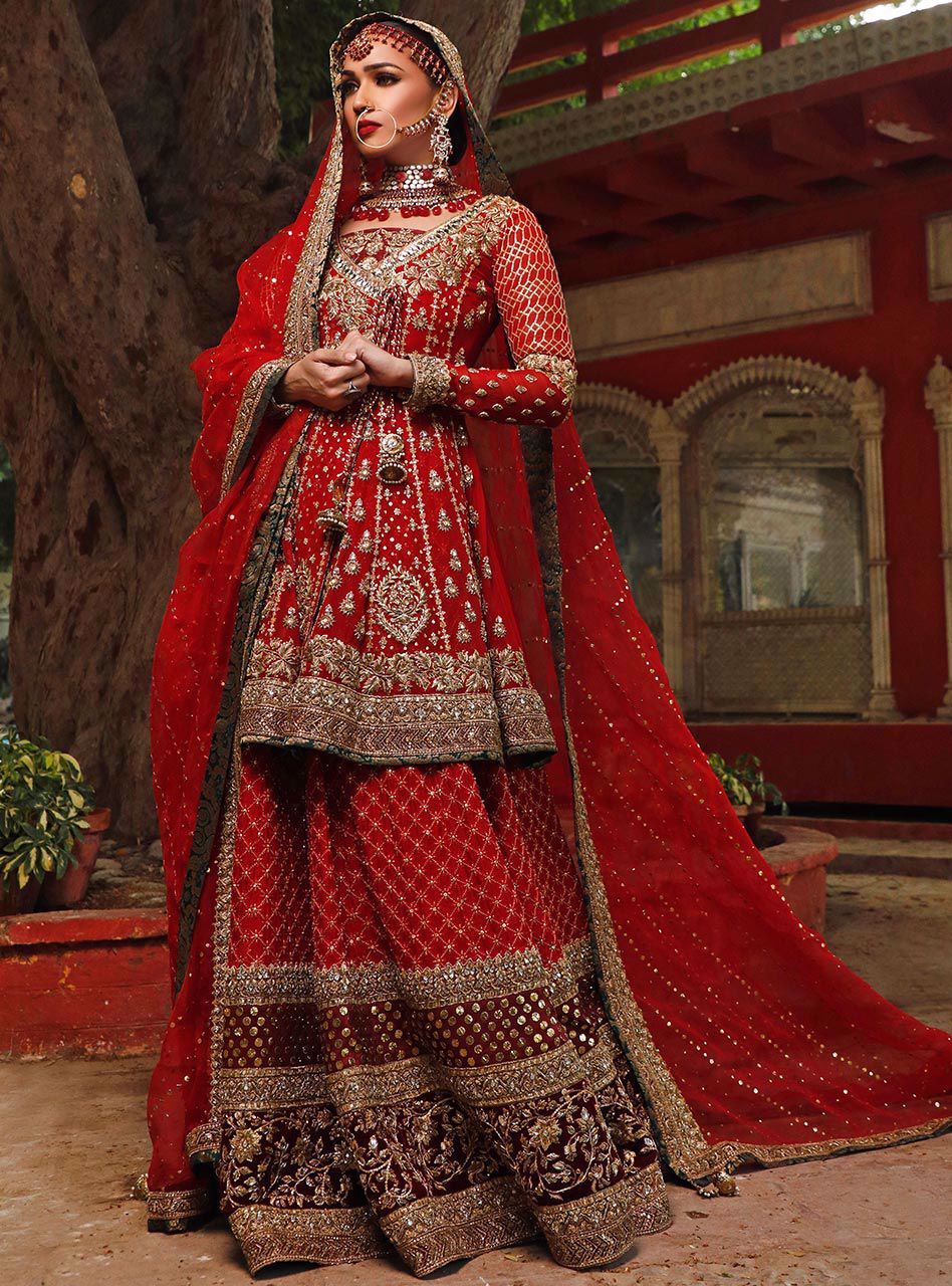 Indian Bridal Lehenga in Red Color Overall Look