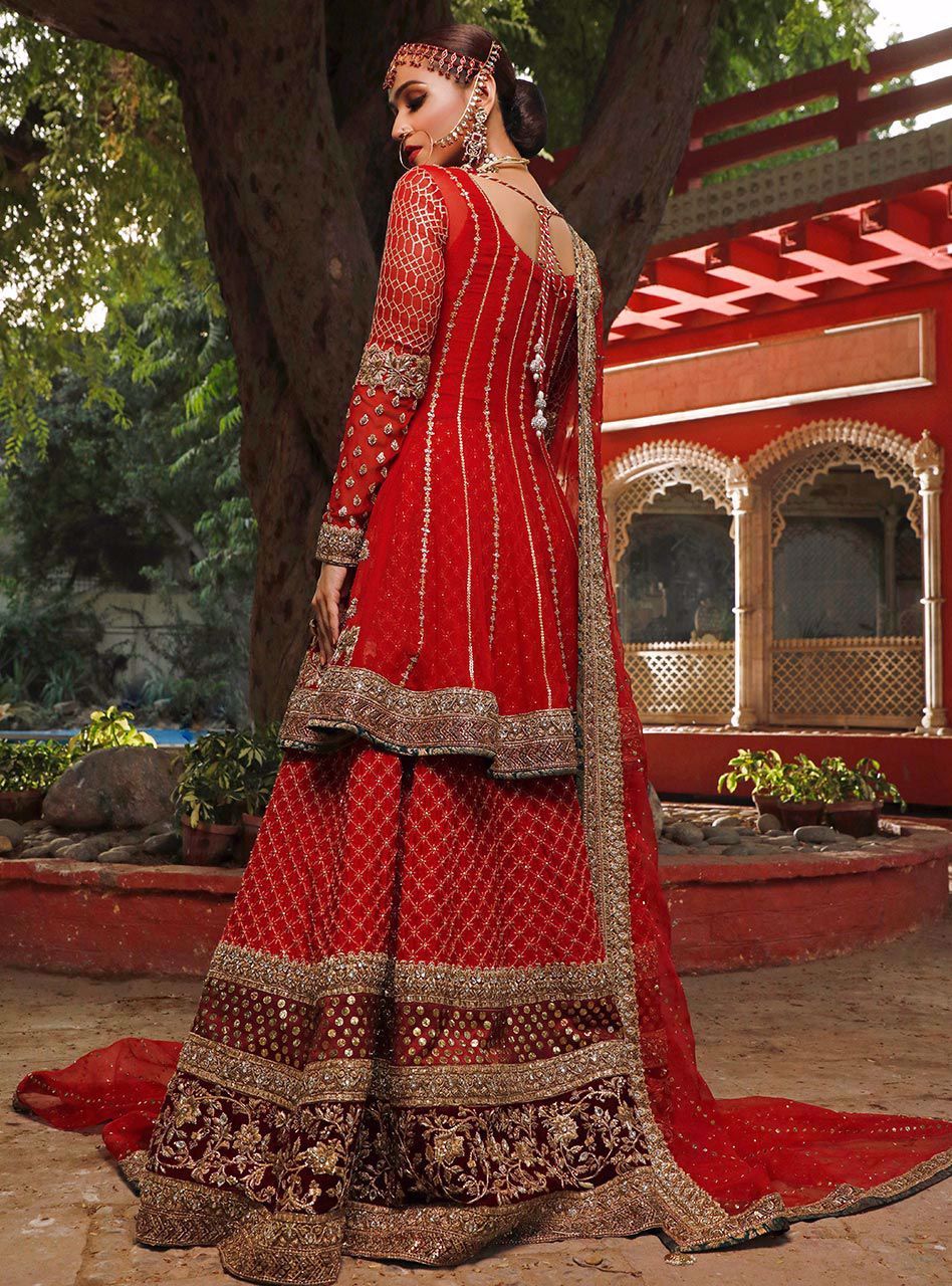 Indian Bridal Lehenga in Red Color Backside Look
