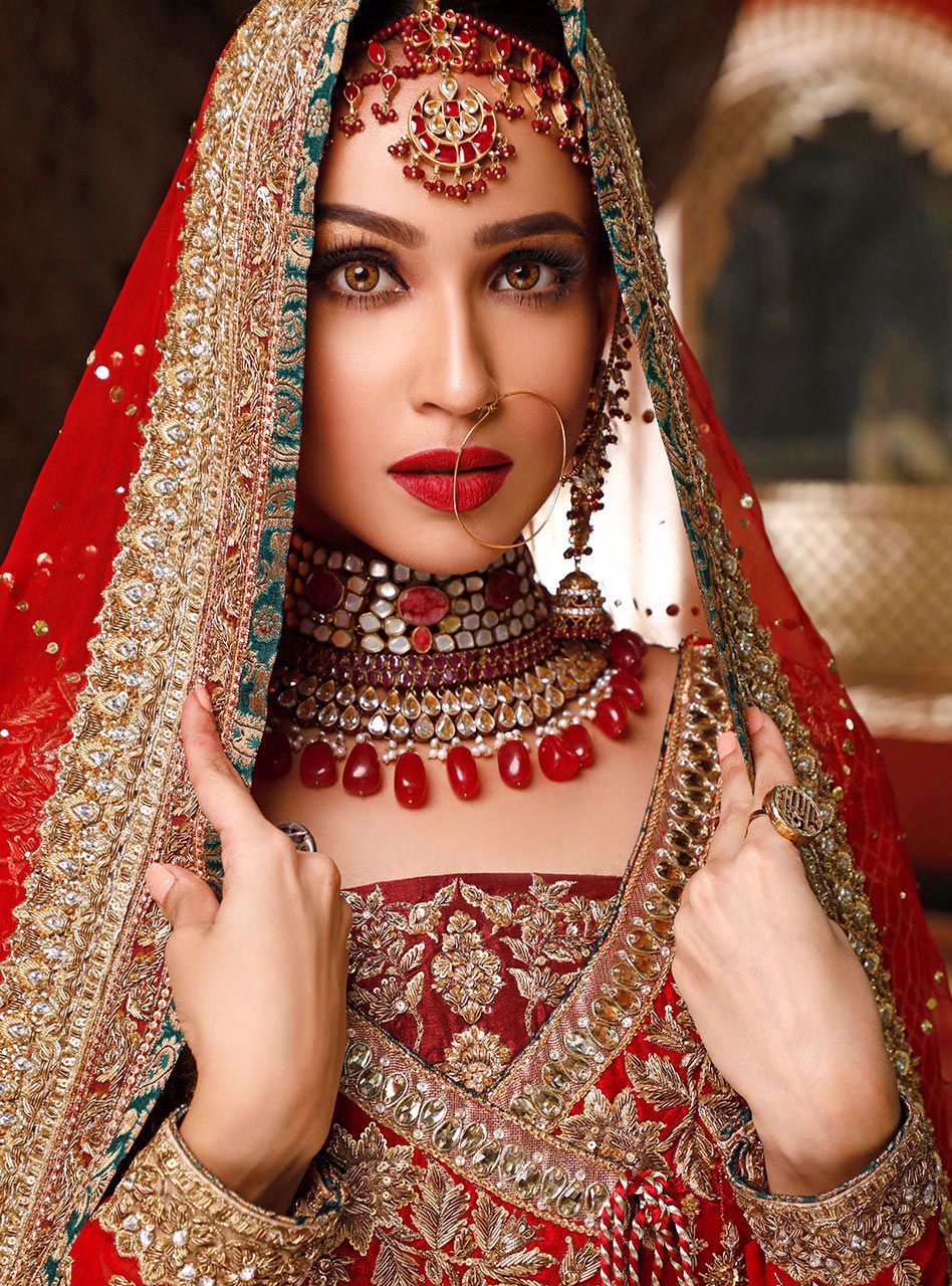 Indian Bridal Lehenga in Red Color Duppata Look