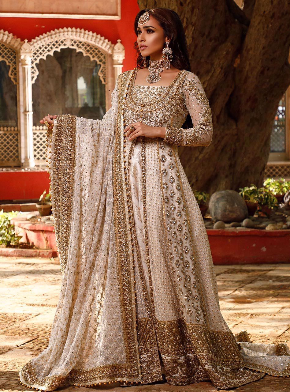 Ivory Color Wedding Lehenga  Pakistani bridal wear, Desi wedding dresses,  Bridal outfits