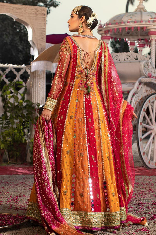 Long Pishwas Lehnga Dress in Red Color Backside View