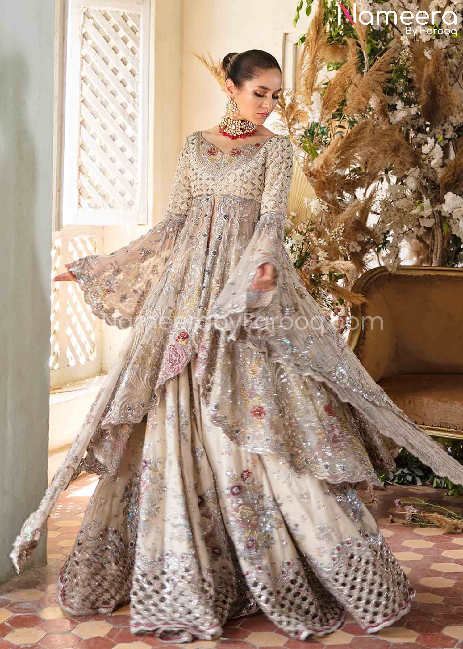 Traditional Pakistani Silver Bridal Lehenga Dress for Bride BridalLehenga Traditional Pakistani Silver Bridal Lehenga Dress for Bride BridalLehenga