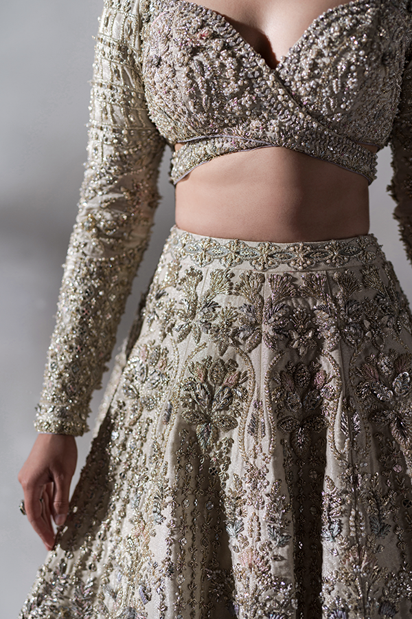 Gorgeous Silver Lehenga with Loose Sleeves Choli and Dupatta - Bride  Collections - Collections