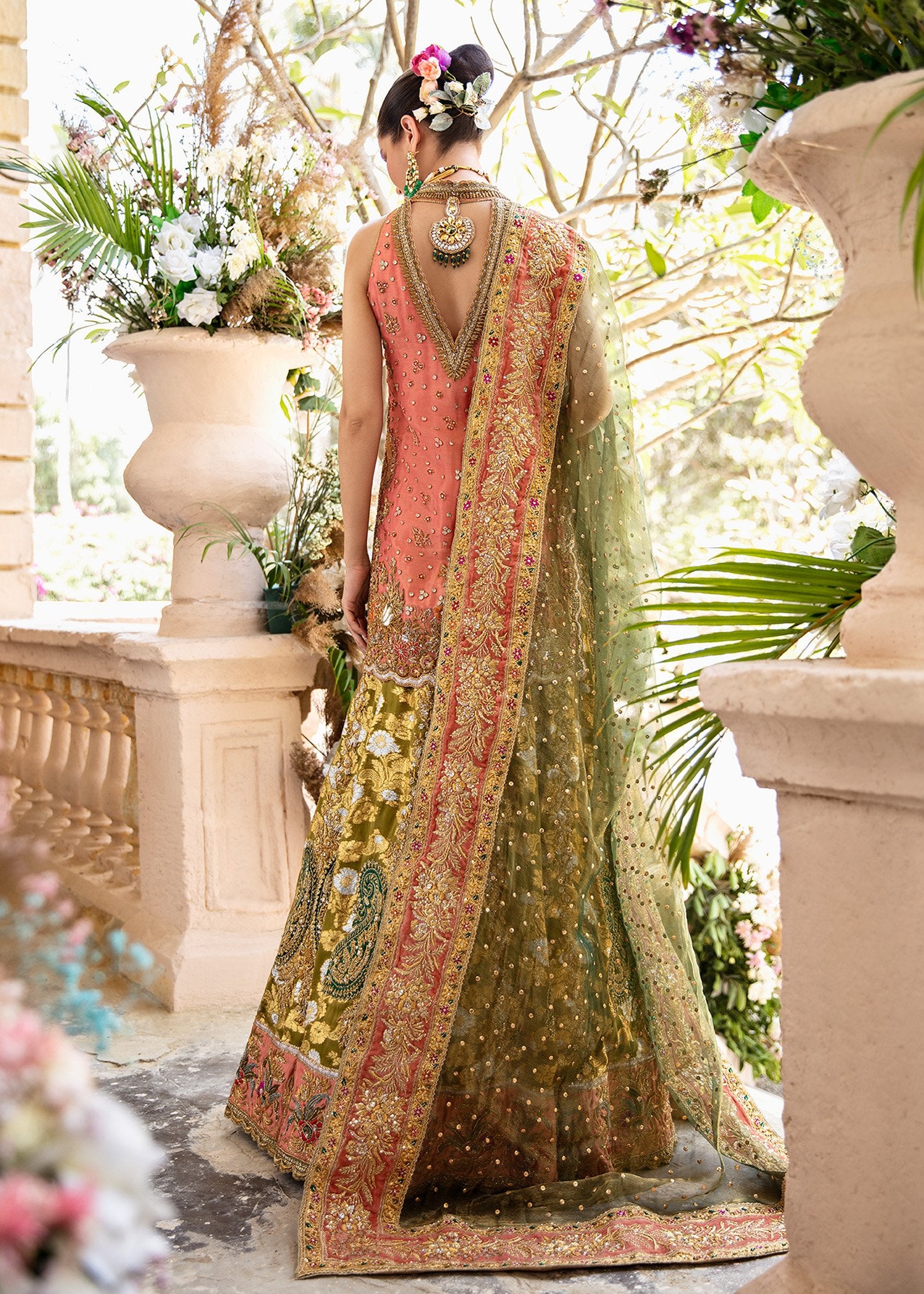 Green lehenga bridal pakistani best sale