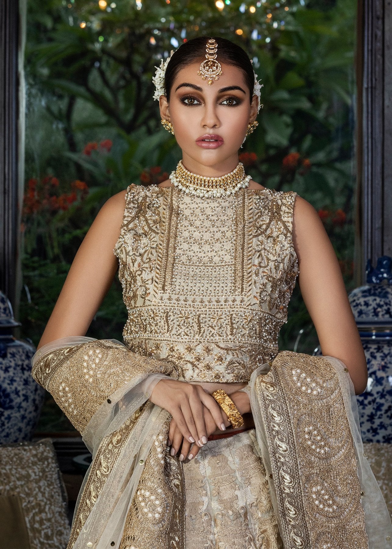 Bridal Lehnga Online In Champagne Color With Golden Embroidered Work # B6105