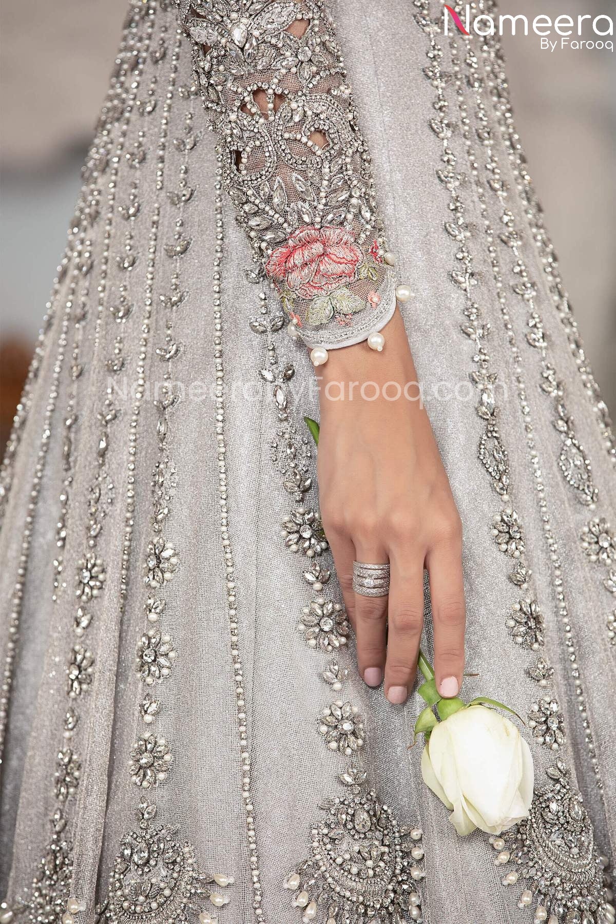 Silver grey outlet bridal dresses pakistani