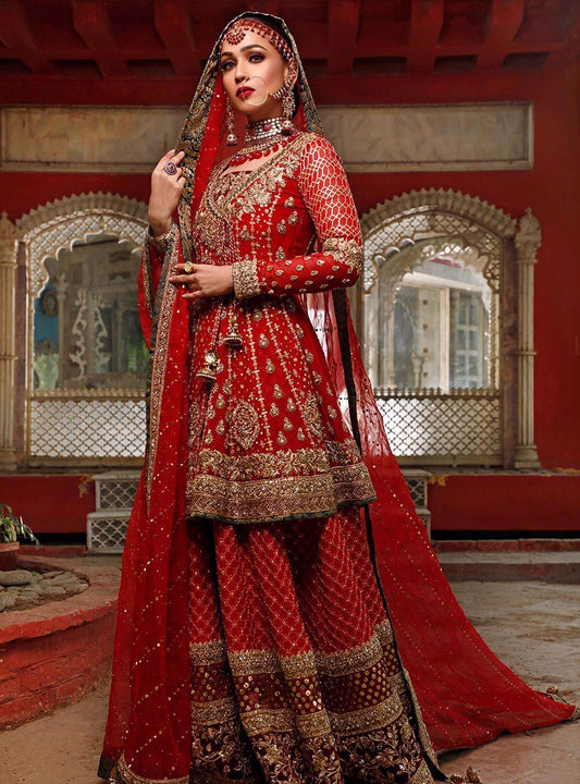 Indian Bridal Lehenga in Red Color