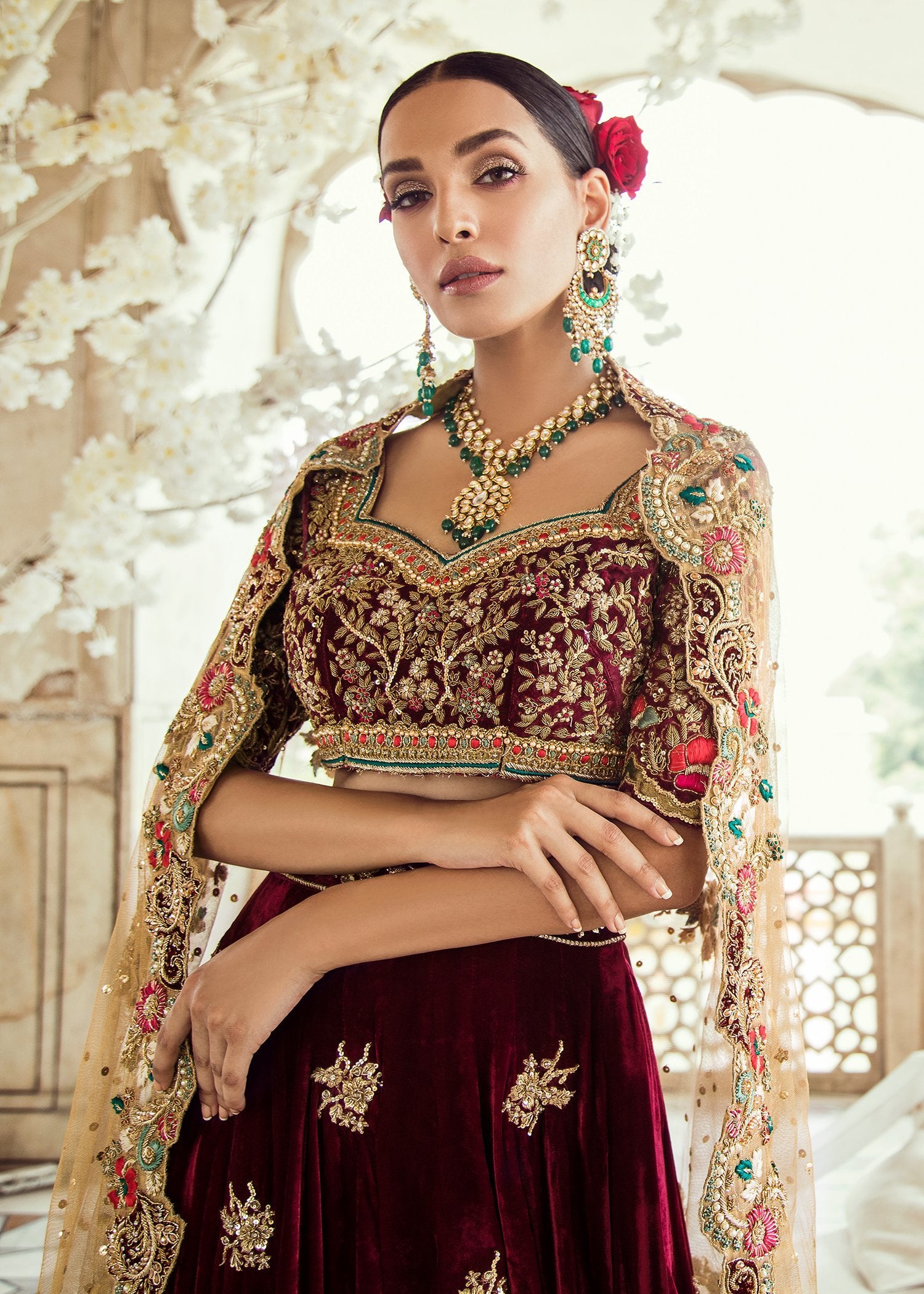 Beautiful Indian bridal lehnga choli embroidered in Magenta color