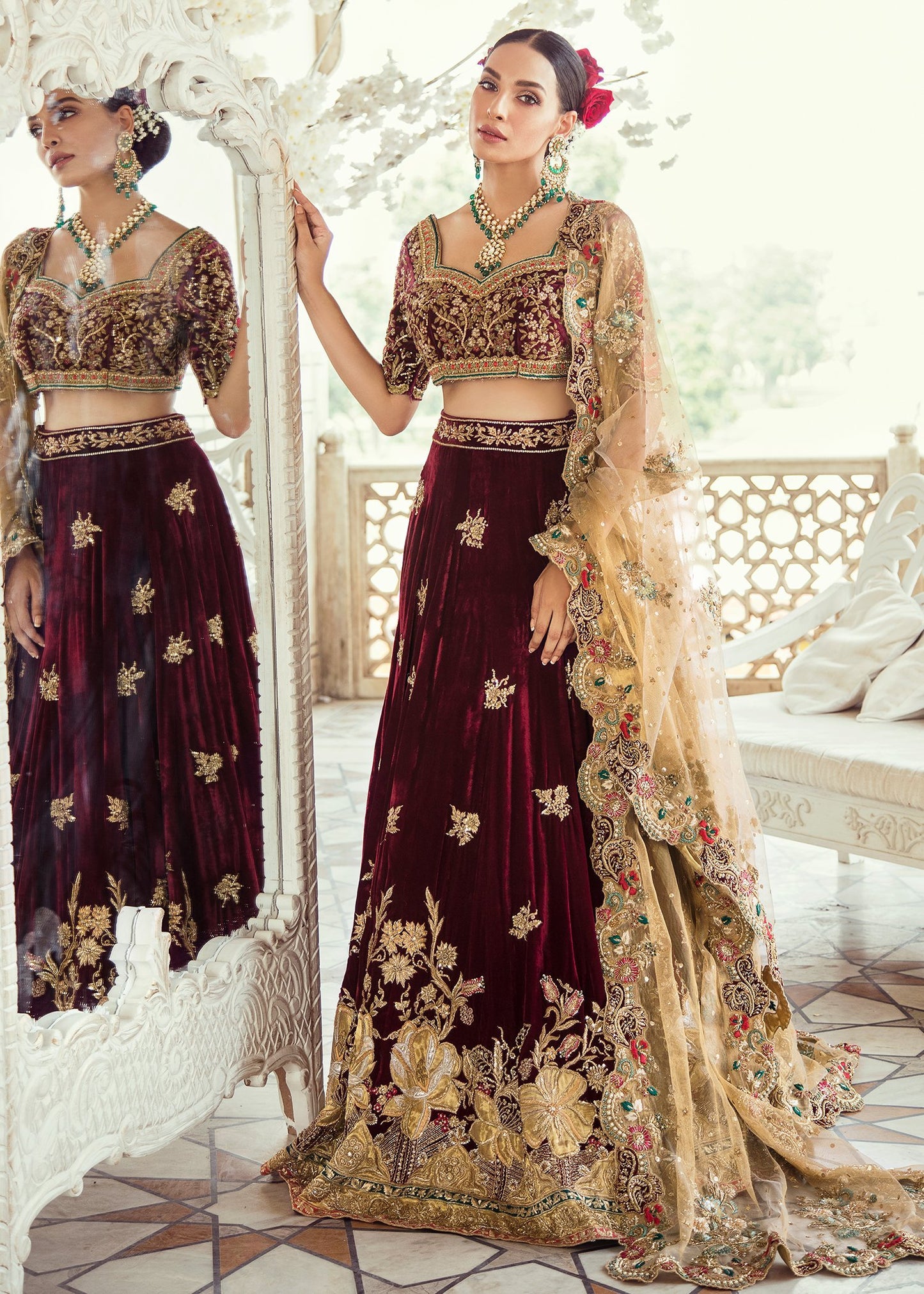 Beautiful Indian bridal lehnga choli embroidered in Magenta color # B6108