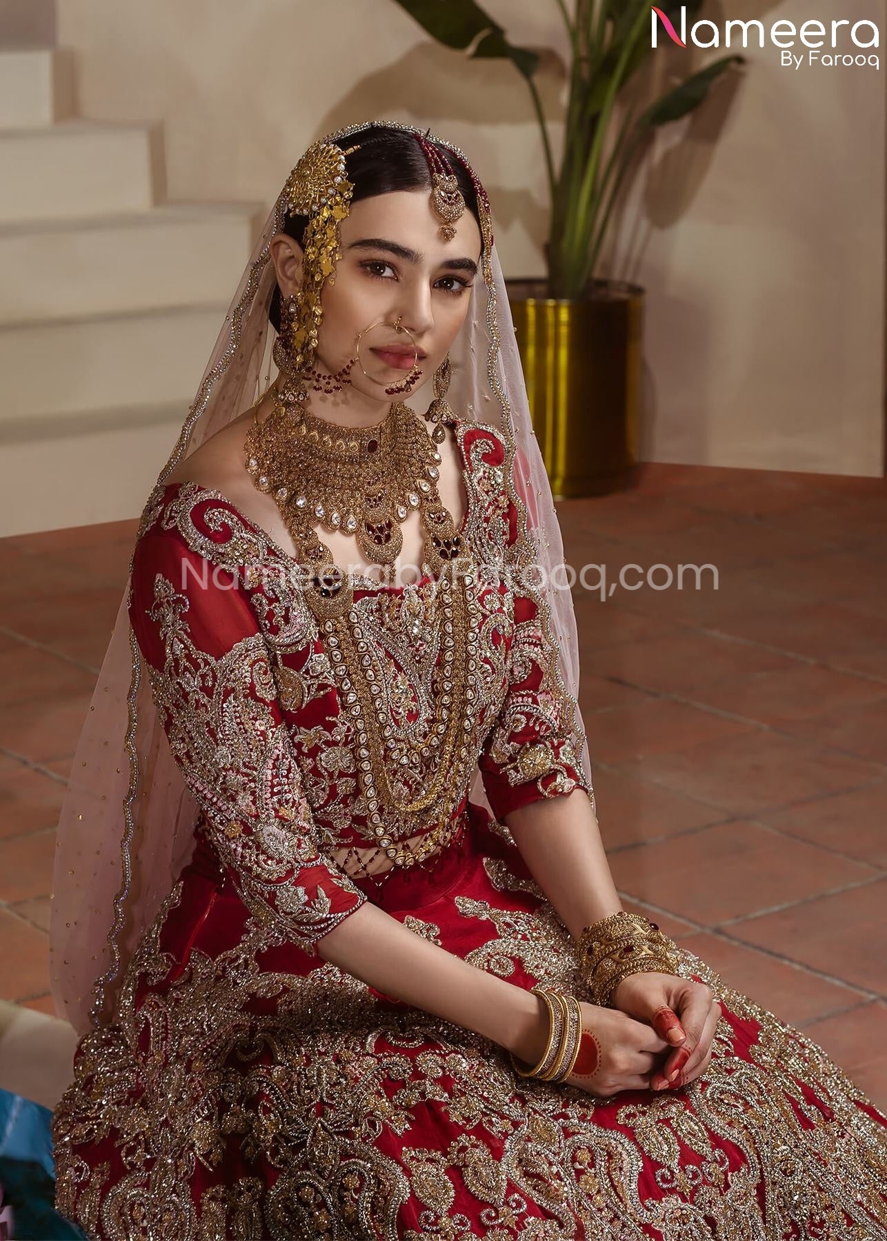 RED & GOLDEN WHITE GEORGETTE & NET HEAVY BRIDAL LEHENGA at Rs 2,475 / Piece  in Surat