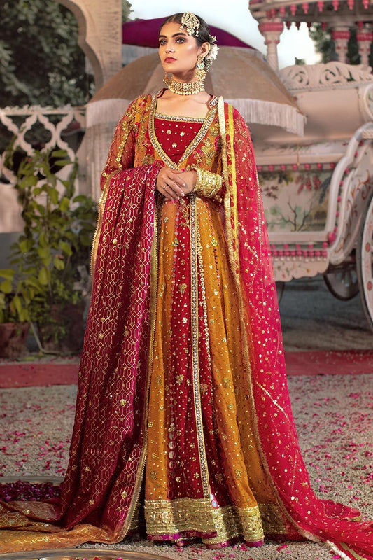 Long Pishwas Lehnga Dress in Red Color 