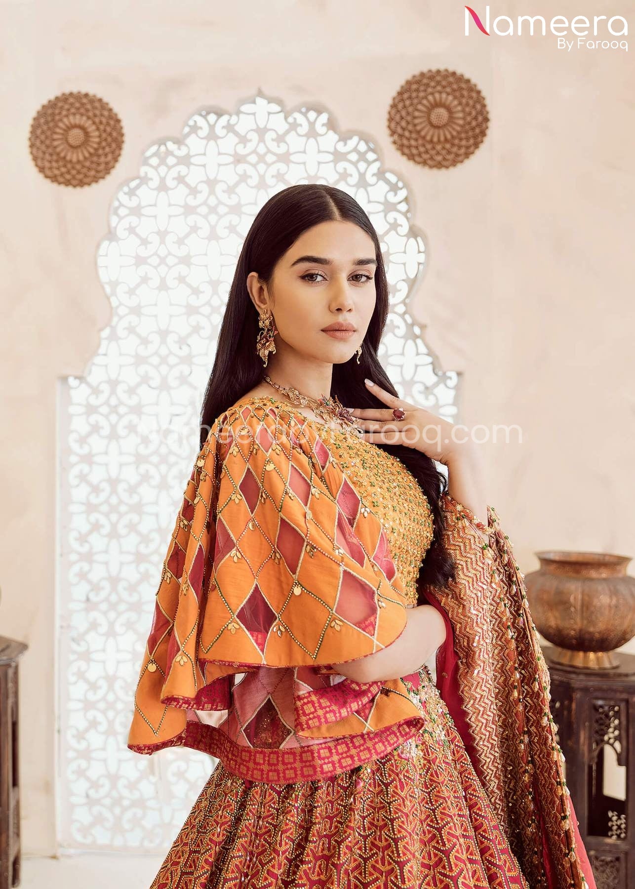 Ditch the red ! Bridal lehenga in orange crafted with special motifs of  peacocks and Tiger embellished in gold zardosi and gota embroidery… |  Instagram