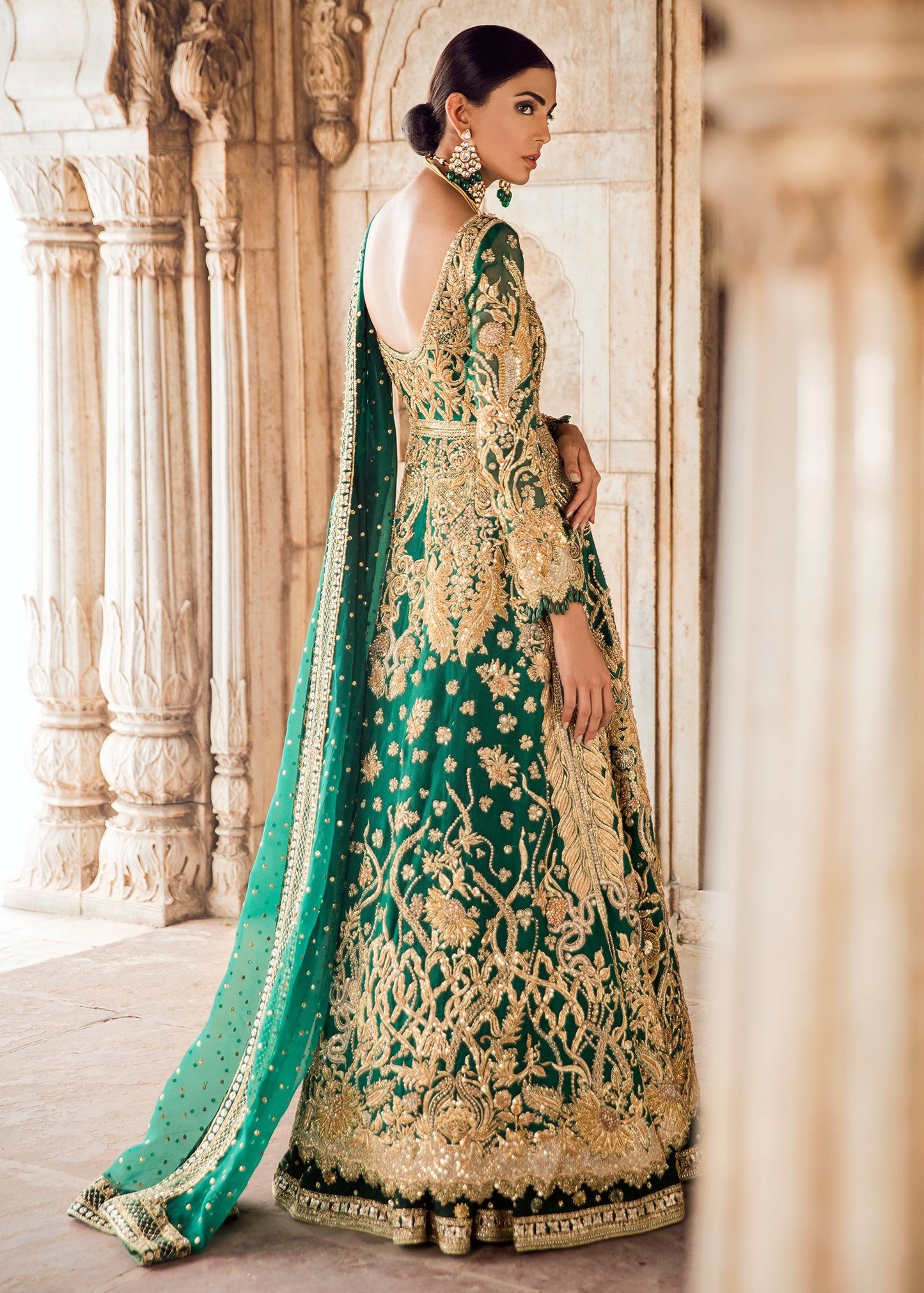 Pakistani Bridal Lehenga In green Color With embroidered work # B6111