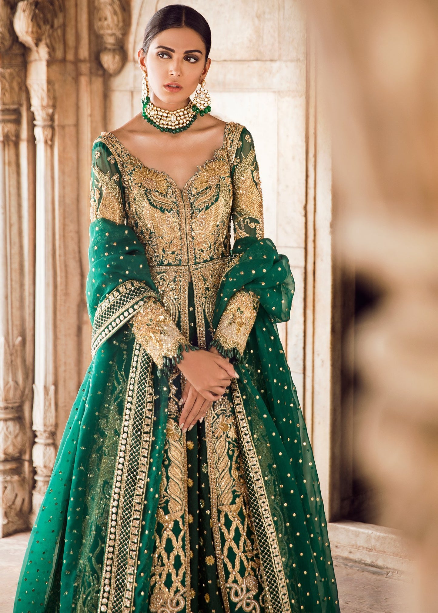 Pakistani Bridal Lehenga In green Color With embroidered work # B6111