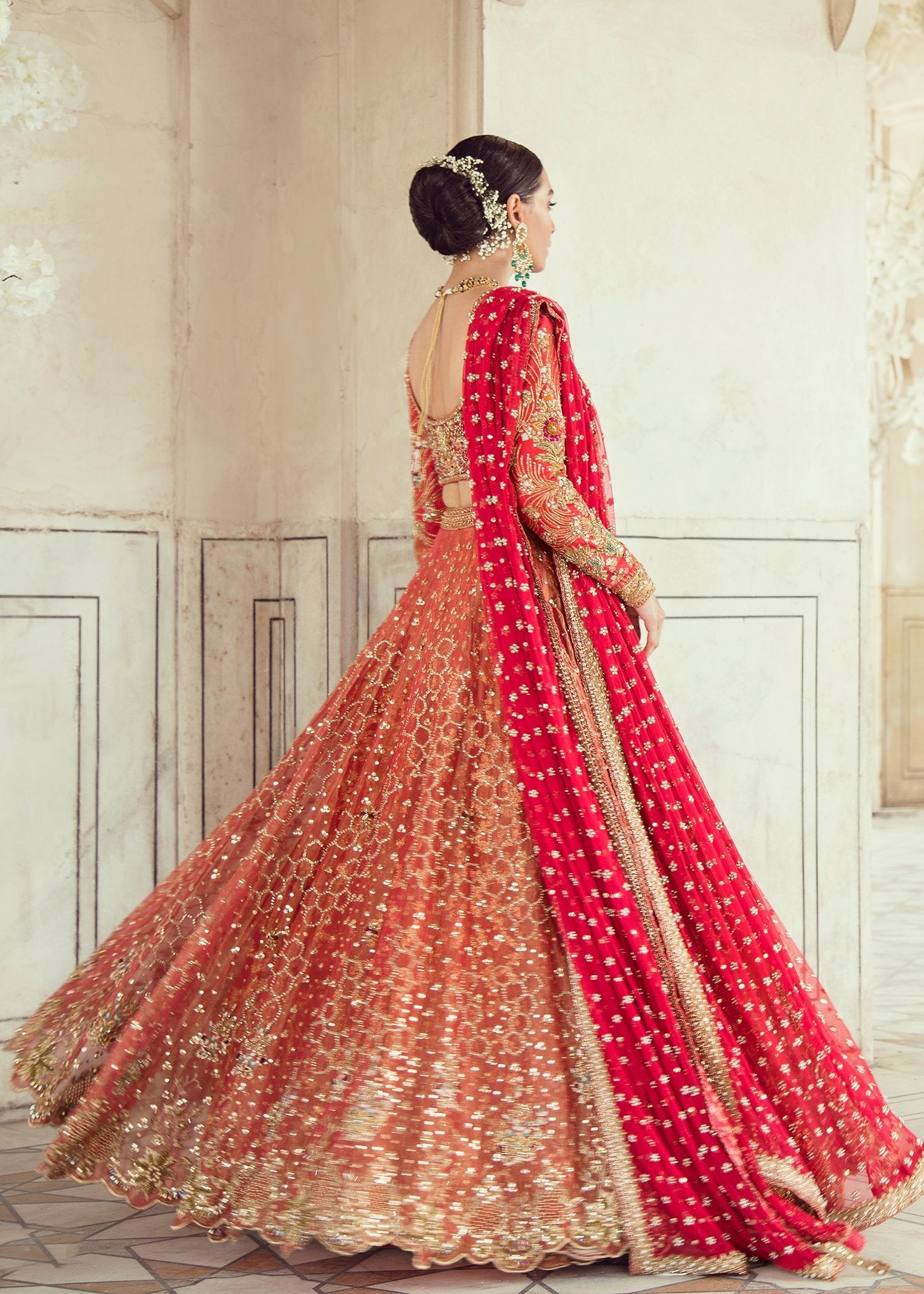 Pakistani Lehnga Choli for Bride Backside